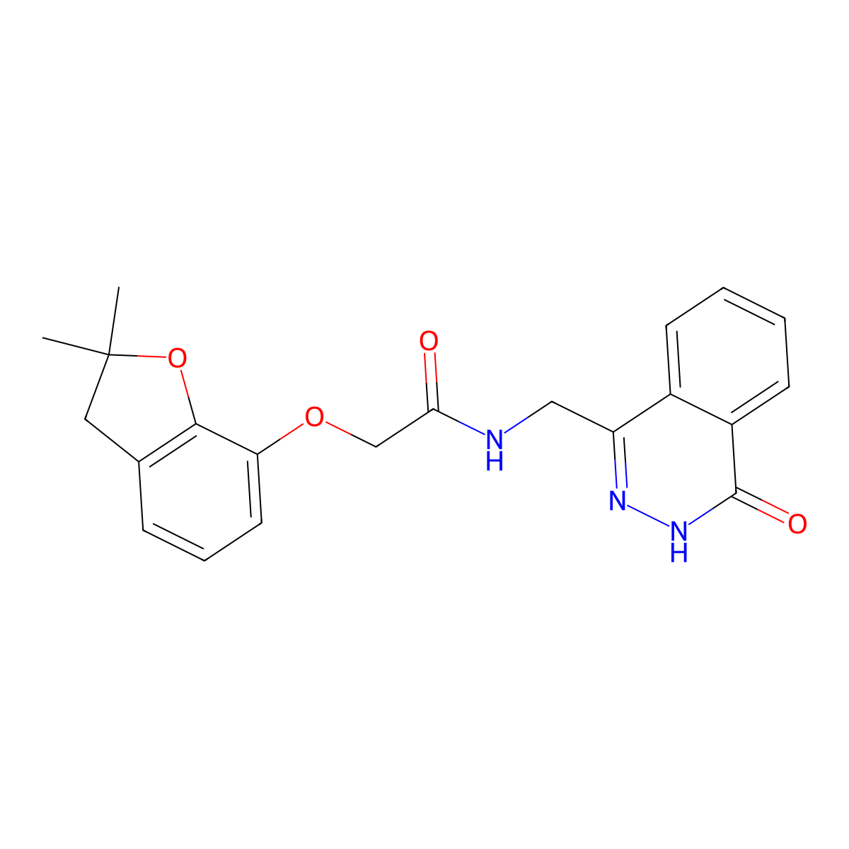 2-((2,2-dimethyl-2,3-dihydrobenzofuran-7-yl)oxy)-N-((4-oxo-3,4-dihydrophthalazin-1-yl)methyl)acetamide molecular structure, CAS 1226440-83-0