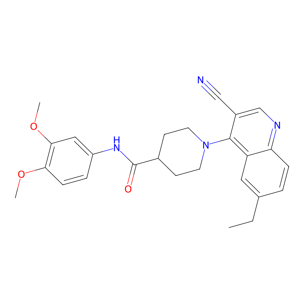 1-(3-cyano-6-ethylquinolin-4-yl)-N-(3,4-dimethoxyphenyl)piperidine-4-carboxamide molecular structure, CAS 1226440-90-9