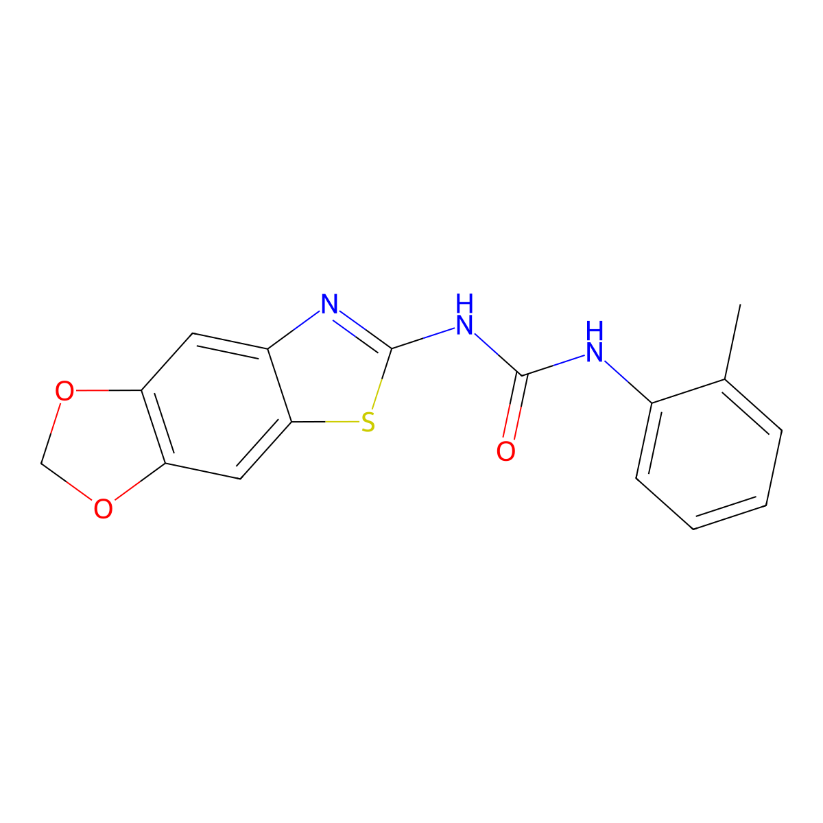 1-([1,3]Dioxolo[4',5':4,5]benzo[1,2-d]thiazol-6-yl)-3-(o-tolyl)urea molecular structure, CAS 1226440-92-1