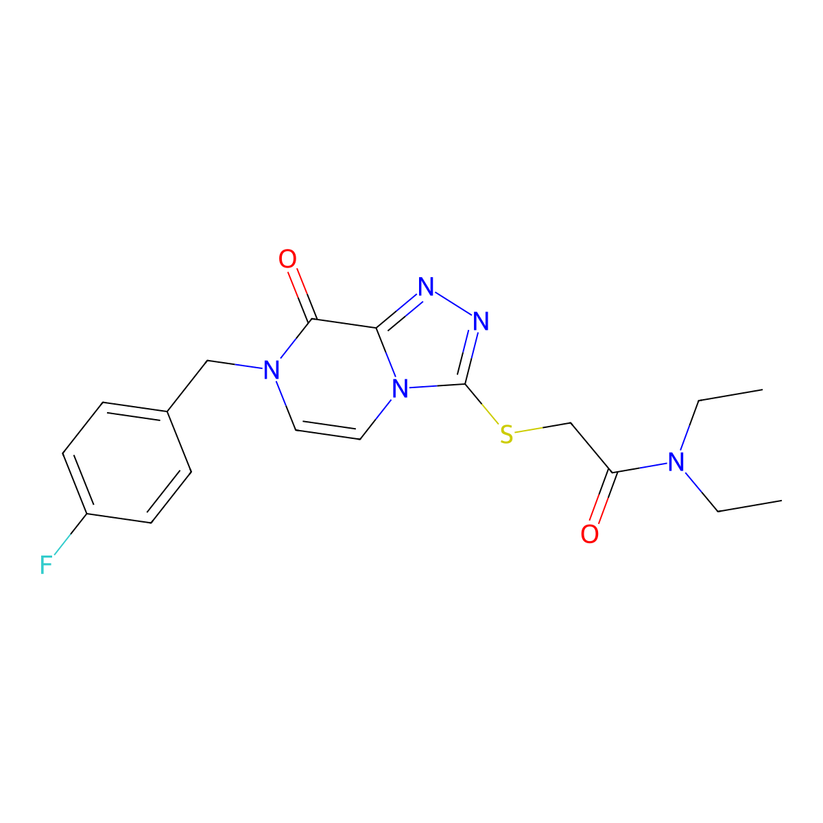 N,N-diethyl-2-((7-(4-fluorobenzyl)-8-oxo-7,8-dihydro-[1,2,4]triazolo[4,3-a]pyrazin-3-yl)thio)acetamide molecular structure, CAS 1226440-93-2