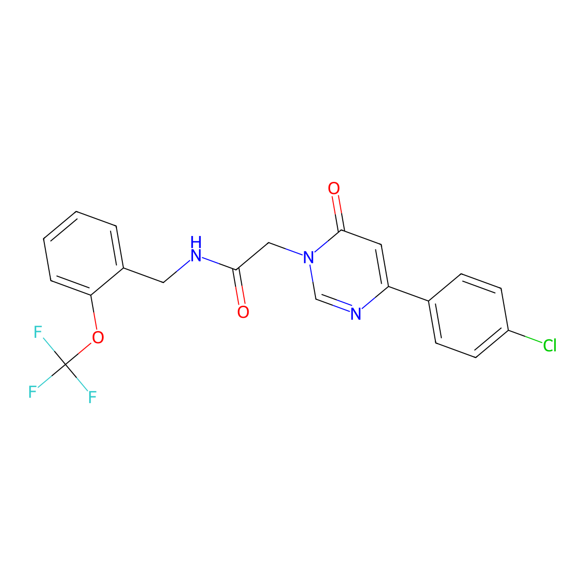 2-(4-(4-chlorophenyl)-6-oxopyrimidin-1(6H)-yl)-N-(2-(trifluoromethoxy)benzyl)acetamide molecular structure, CAS 1226441-03-7