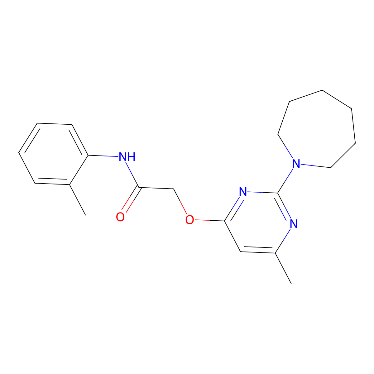 2-{[2-(azepan-1-yl)-6-methylpyrimidin-4-yl]oxy}-N-(2-methylphenyl)acetamide molecular structure, CAS 1226441-04-8