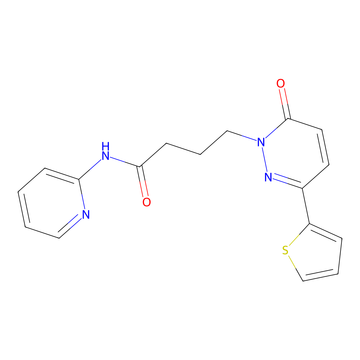 4-(6-oxo-3-(thiophen-2-yl)pyridazin-1(6H)-yl)-N-(pyridin-2-yl)butanamide molecular structure, CAS 1226441-06-0