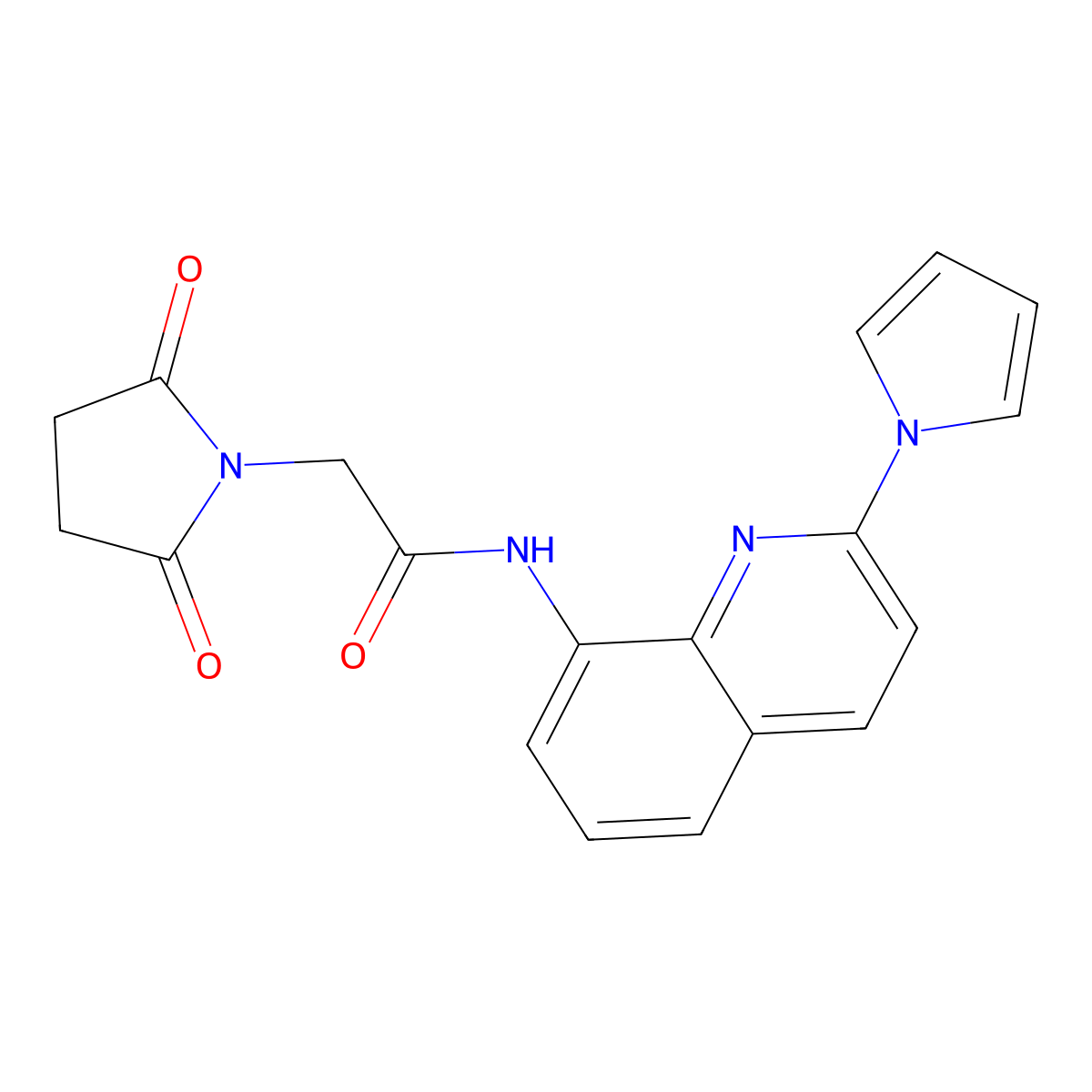 N-(2-(1H-pyrrol-1-yl)quinolin-8-yl)-2-(2,5-dioxopyrrolidin-1-yl)acetamide molecular structure, CAS 1226441-11-7