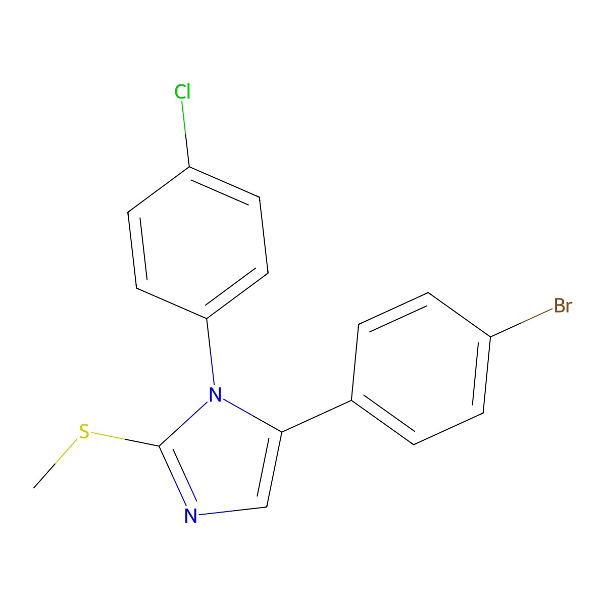 5-(4-bromophenyl)-1-(4-chlorophenyl)-2-(methylthio)-1H-imidazole molecular structure, CAS 1226441-19-5