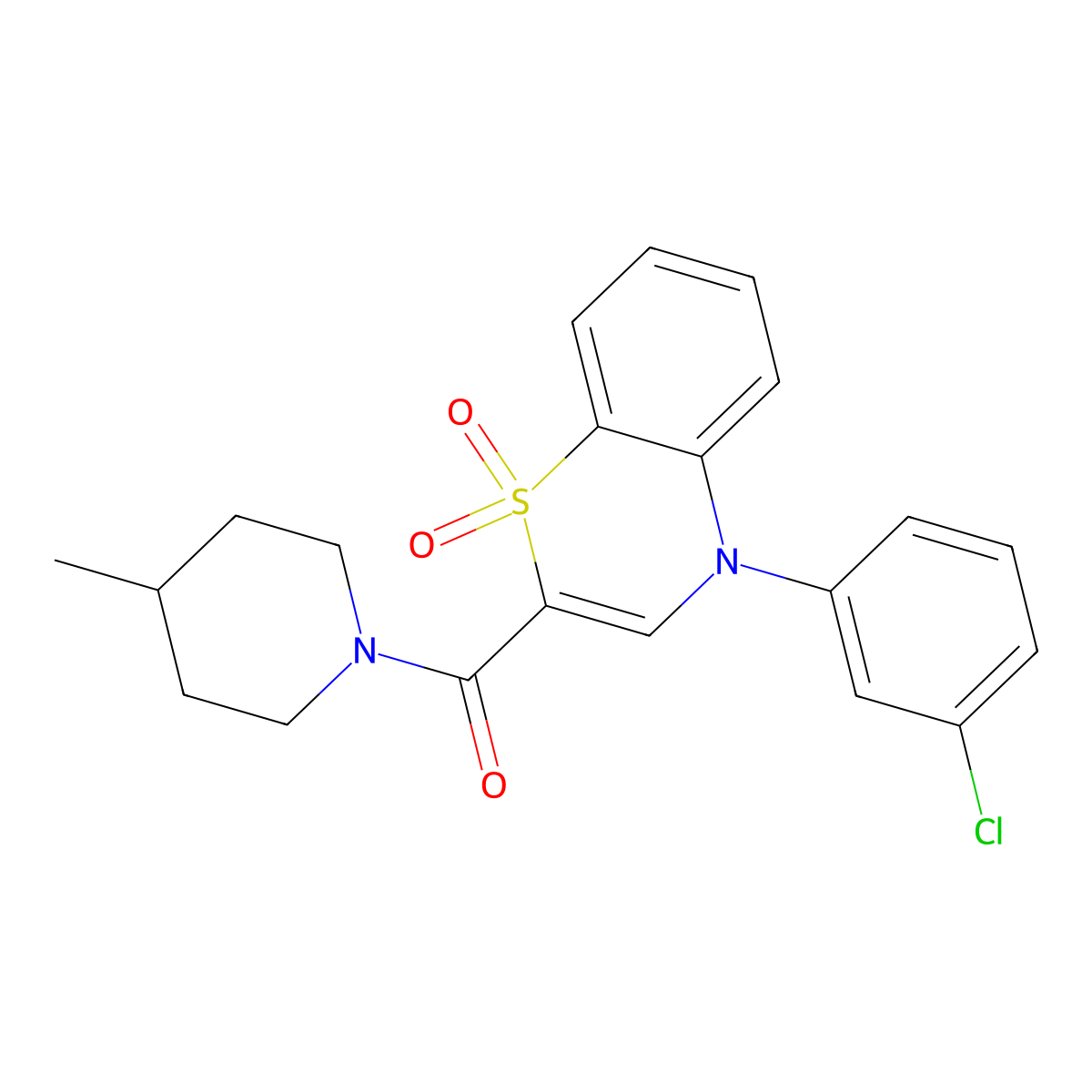 4-(3-chlorophenyl)-2-(4-methylpiperidine-1-carbonyl)-4H-1lambda6,4-benzothiazine-1,1-dione molecular structure, CAS 1226441-22-0