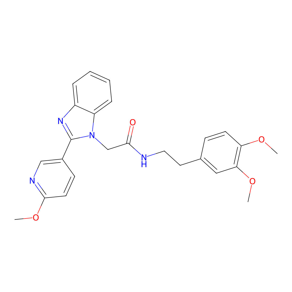 N-(3,4-dimethoxyphenethyl)-2-(2-(6-methoxypyridin-3-yl)-1H-benzo[d]imidazol-1-yl)acetamide molecular structure, CAS 1226441-41-3