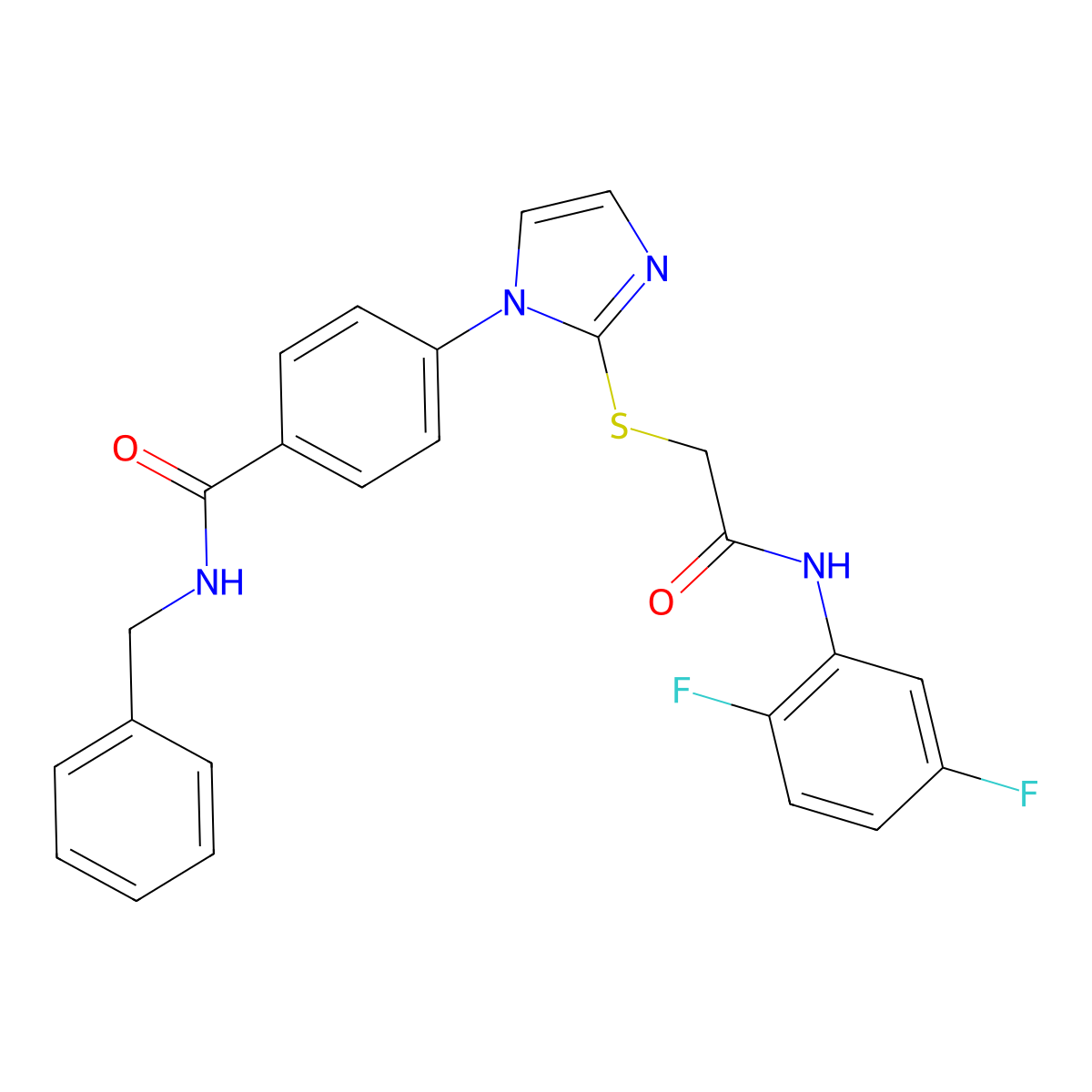 N-benzyl-4-[2-({[(2,5-difluorophenyl)carbamoyl]methyl}sulfanyl)-1H-imidazol-1-yl]benzamide molecular structure, CAS 1226441-42-4