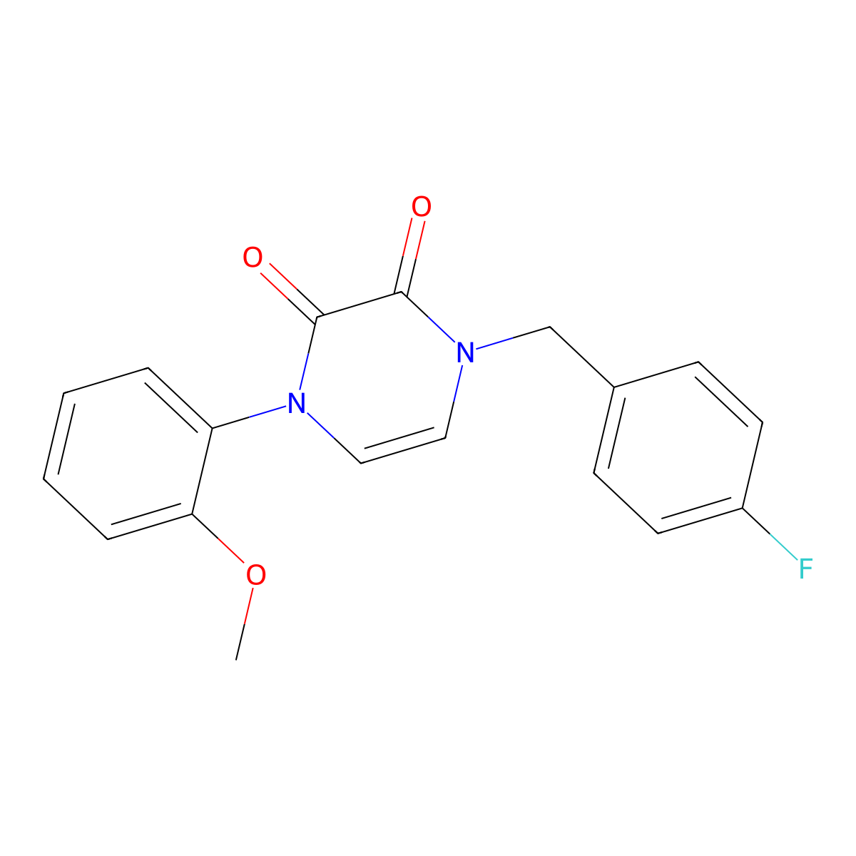 1-(4-fluorobenzyl)-4-(2-methoxyphenyl)pyrazine-2,3(1H,4H)-dione molecular structure, CAS 1226441-52-6