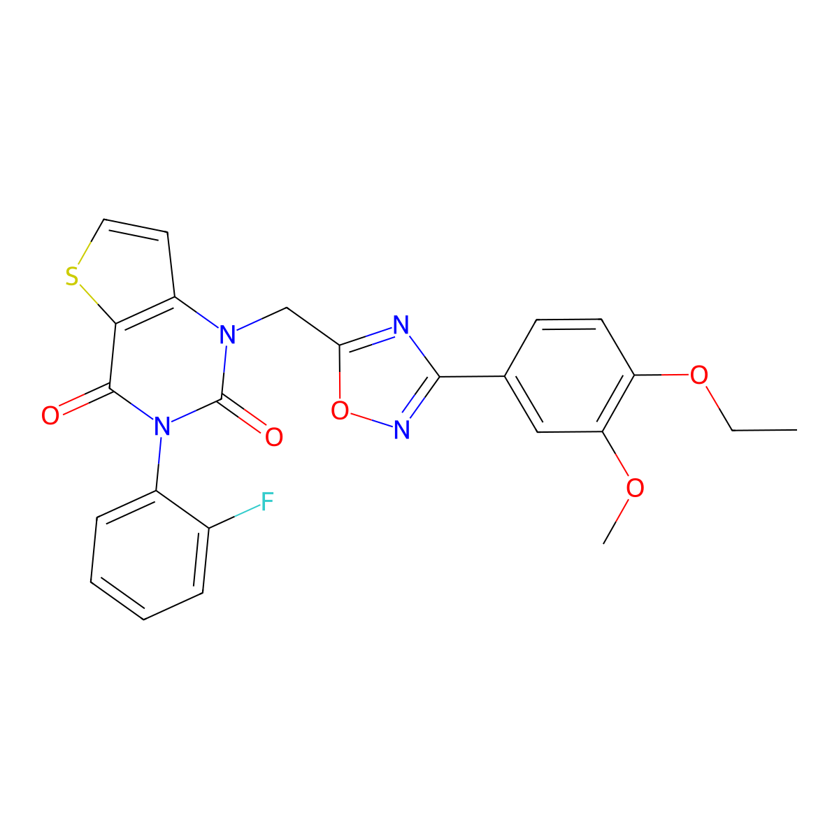 1-{[3-(4-ethoxy-3-methoxyphenyl)-1,2,4-oxadiazol-5-yl]methyl}-3-(2-fluorophenyl)-1H,2H,3H,4H-thieno[3,2-d]pyrimidine-2,4-dione molecular structure, CAS 1226441-55-9