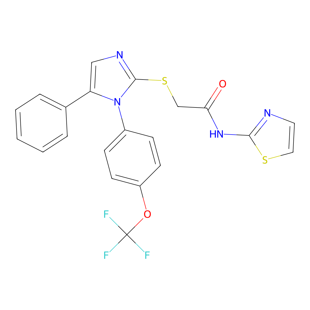 2-((5-phenyl-1-(4-(trifluoromethoxy)phenyl)-1H-imidazol-2-yl)thio)-N-(thiazol-2-yl)acetamide molecular structure, CAS 1226441-75-3