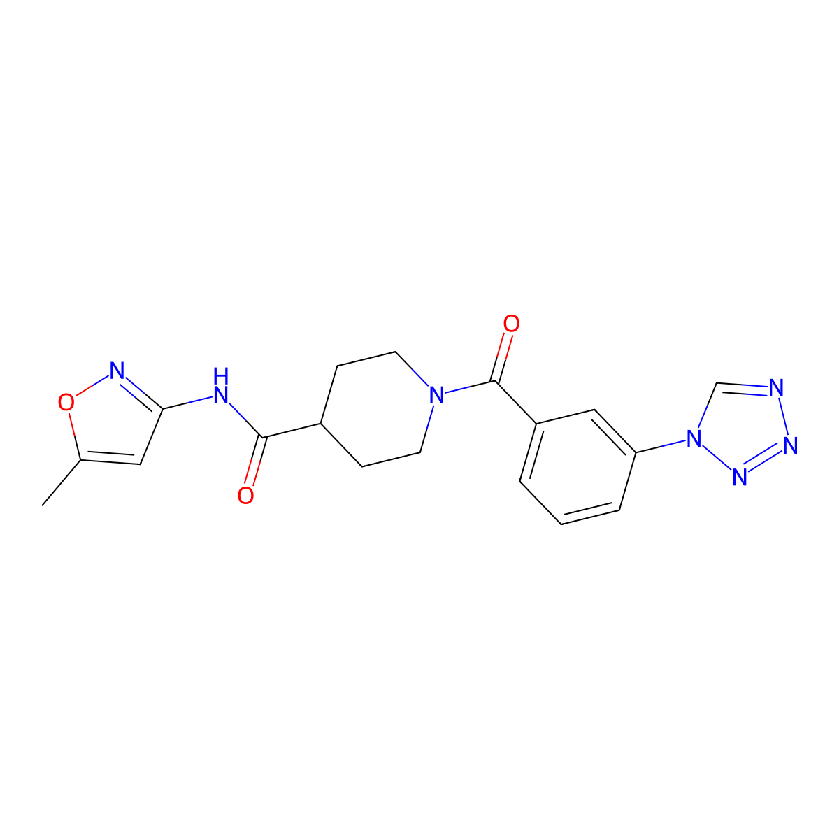 1-(3-(1H-tetrazol-1-yl)benzoyl)-N-(5-methylisoxazol-3-yl)piperidine-4-carboxamide molecular structure, CAS 1226441-81-1