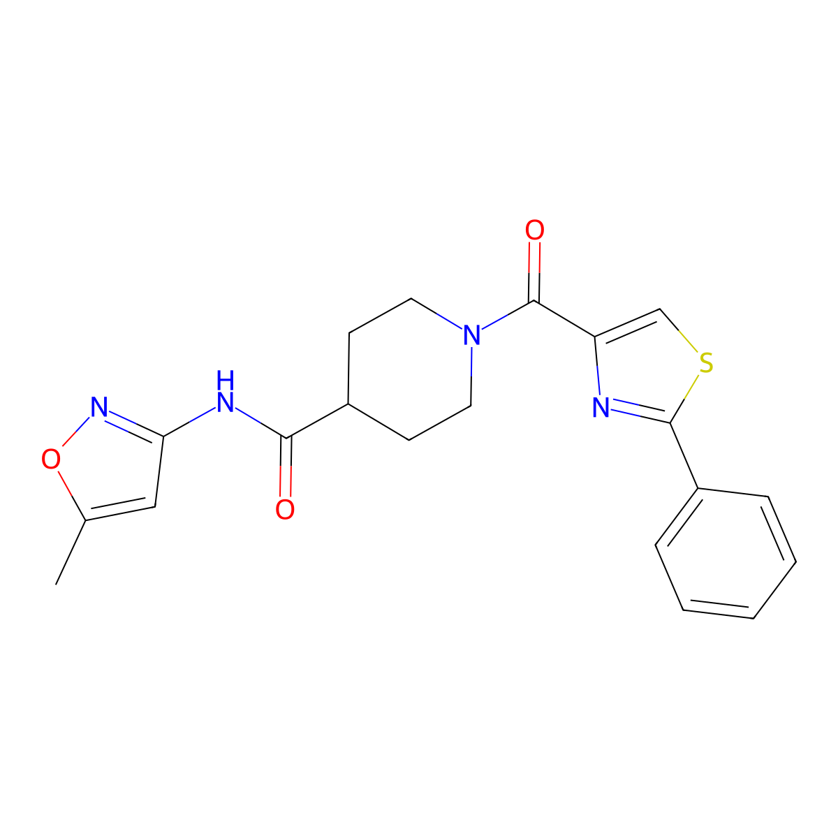 N-(5-methylisoxazol-3-yl)-1-(2-phenylthiazole-4-carbonyl)piperidine-4-carboxamide molecular structure, CAS 1226441-83-3