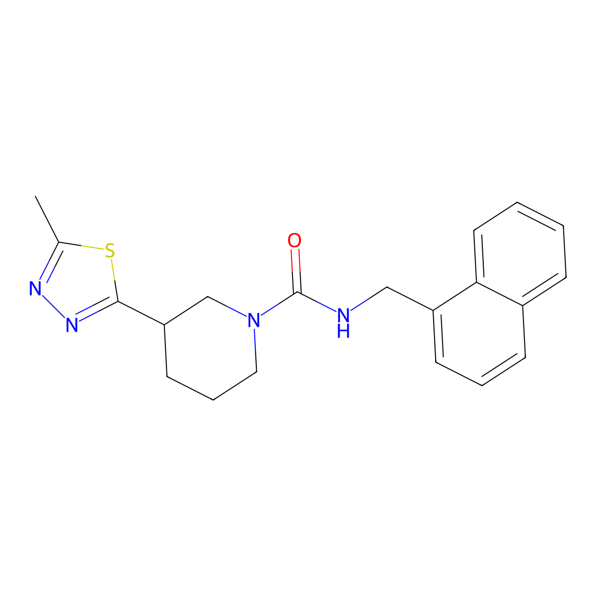 3-(5-methyl-1,3,4-thiadiazol-2-yl)-N-(naphthalen-1-ylmethyl)piperidine-1-carboxamide molecular structure, CAS 1226441-95-7