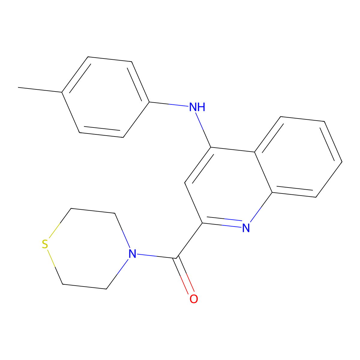 Thiomorpholino(4-(p-tolylamino)quinolin-2-yl)methanone molecular structure, CAS 1226442-01-8
