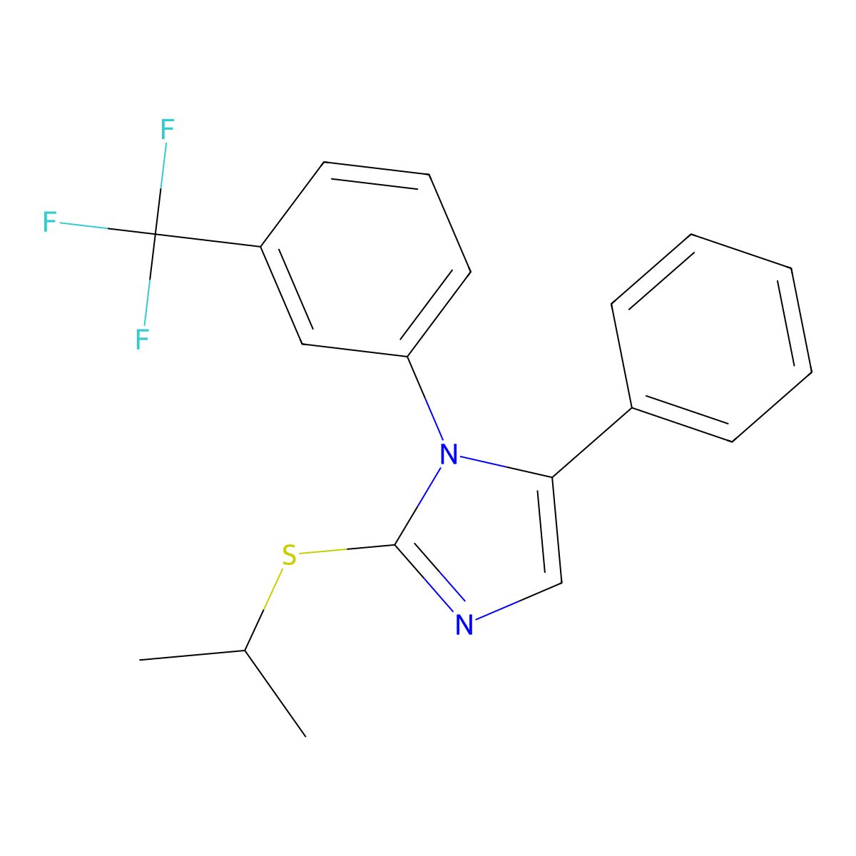 2-(isopropylthio)-5-phenyl-1-(3-(trifluoromethyl)phenyl)-1H-imidazole molecular structure, CAS 1226442-06-3