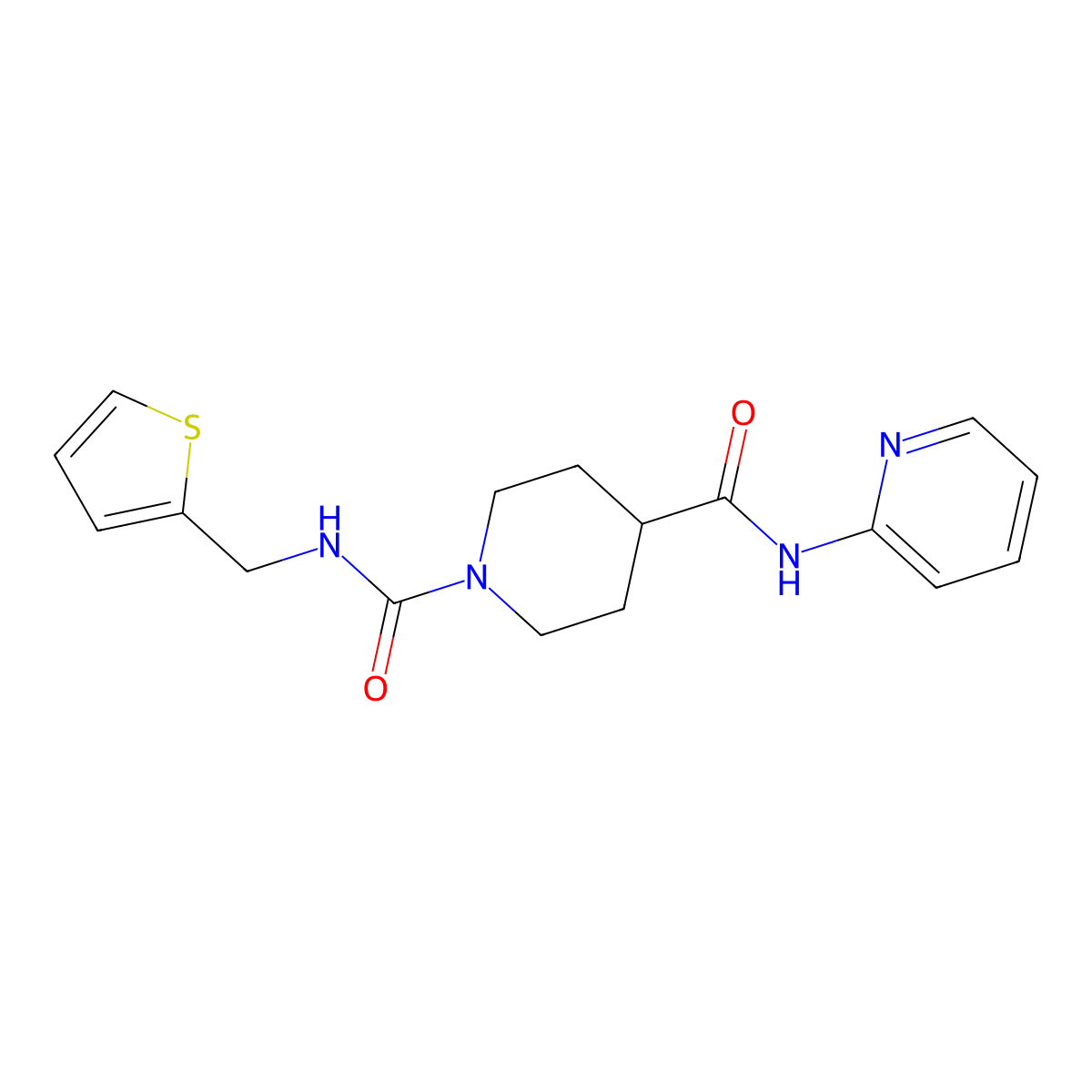 N4-(pyridin-2-yl)-N1-(thiophen-2-ylmethyl)piperidine-1,4-dicarboxamide molecular structure, CAS 1226442-08-5
