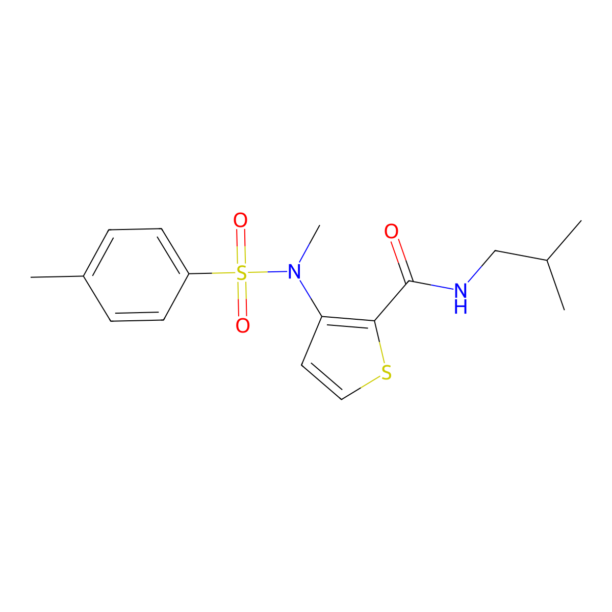 3-(N-methyl4-methylbenzenesulfonamido)-N-(2-methylpropyl)thiophene-2-carboxamide molecular structure, CAS 1226442-15-4