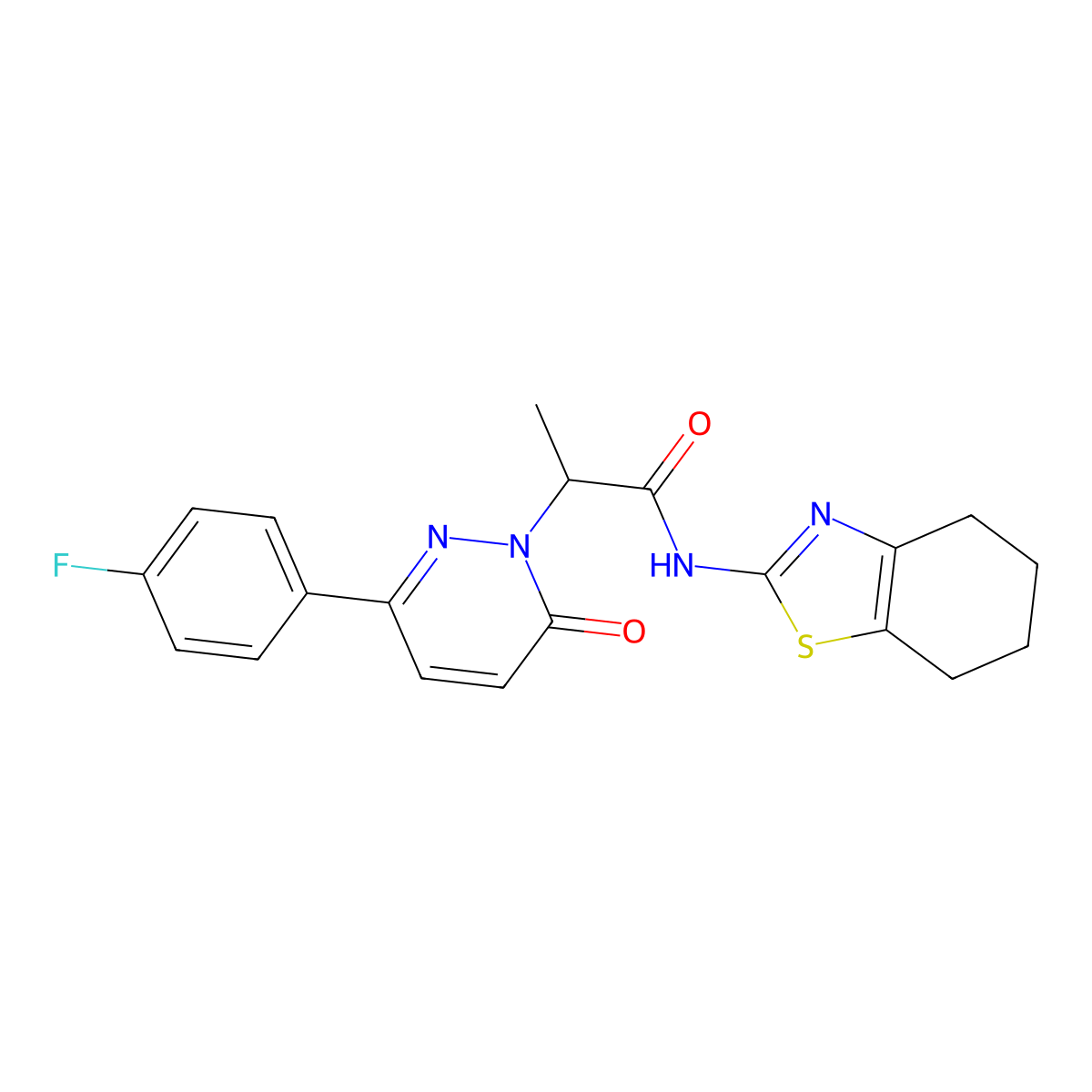 2-[3-(4-fluorophenyl)-6-oxo-1,6-dihydropyridazin-1-yl]-N-(4,5,6,7-tetrahydro-1,3-benzothiazol-2-yl)propanamide molecular structure, CAS 1226442-18-7