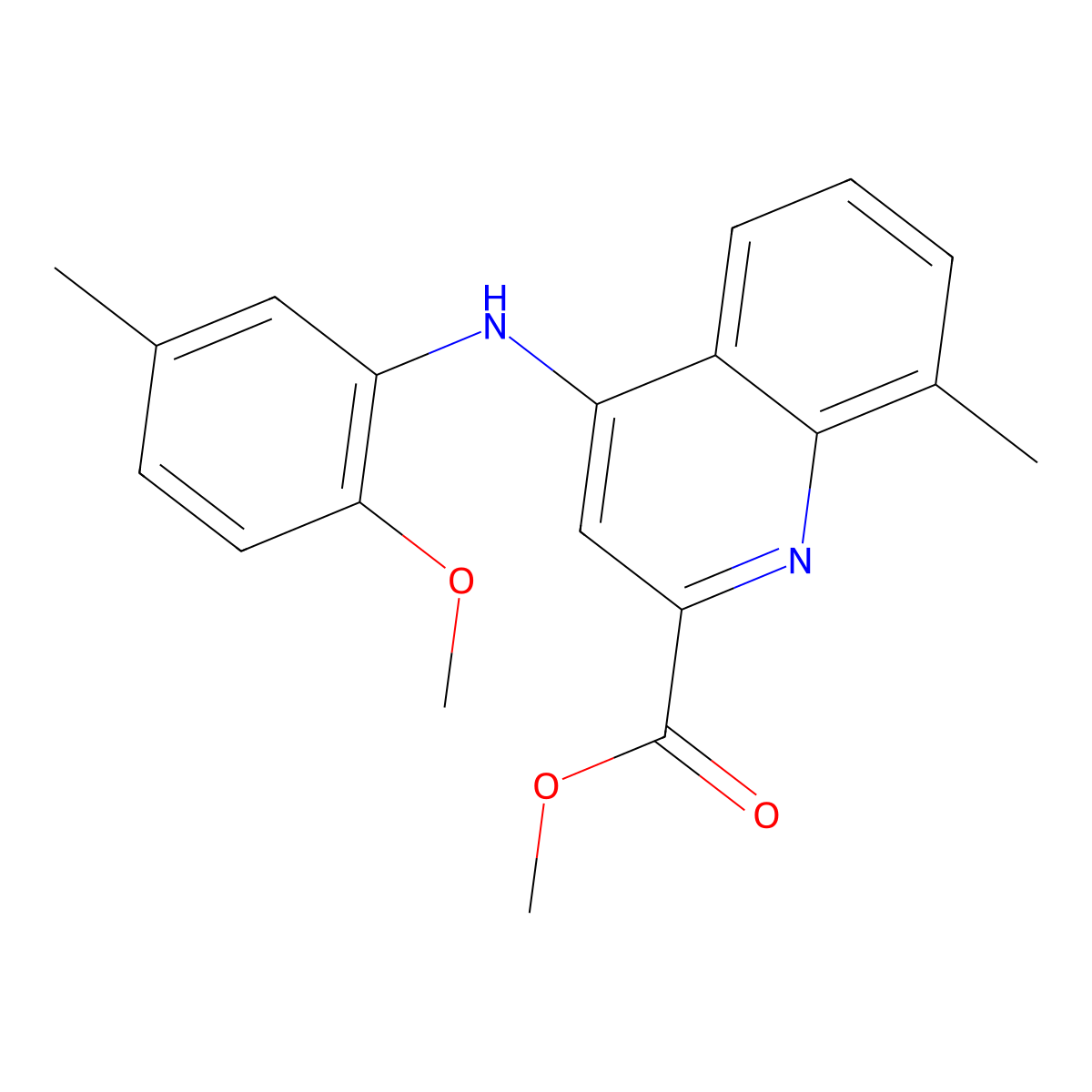 Methyl 4-[(2-methoxy-5-methylphenyl)amino]-8-methylquinoline-2-carboxylate molecular structure, CAS 1226442-30-3