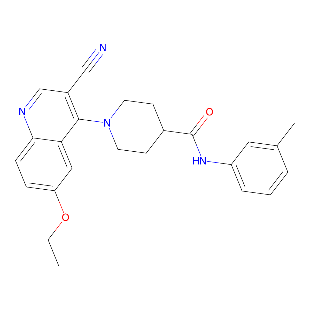 1-(3-cyano-6-ethoxyquinolin-4-yl)-N-(3-methylphenyl)piperidine-4-carboxamide molecular structure, CAS 1226442-31-4