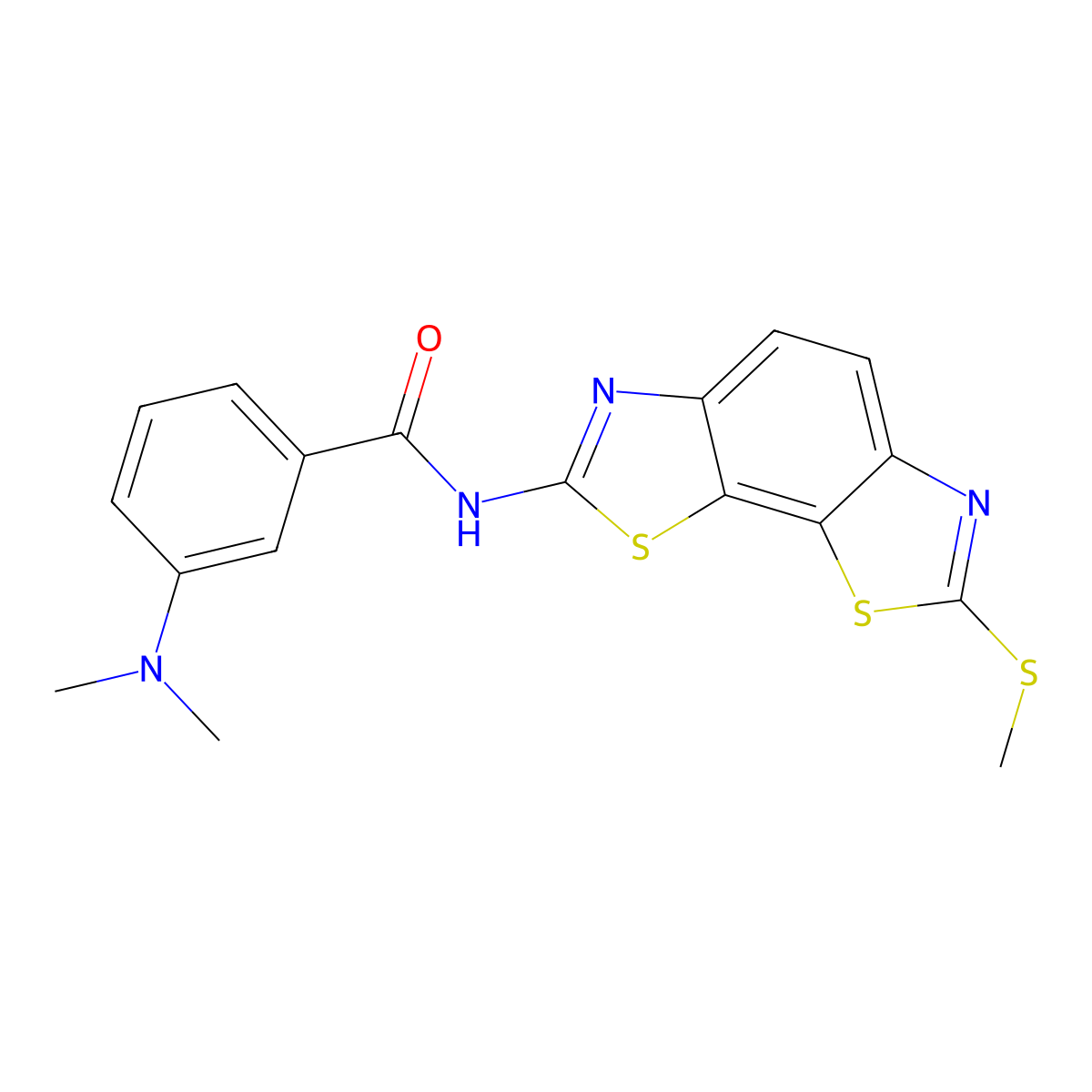 3-(dimethylamino)-N-(7-(methylthio)benzo[1,2-d:4,3-d']bis(thiazole)-2-yl)benzamide molecular structure, CAS 1226442-35-8
