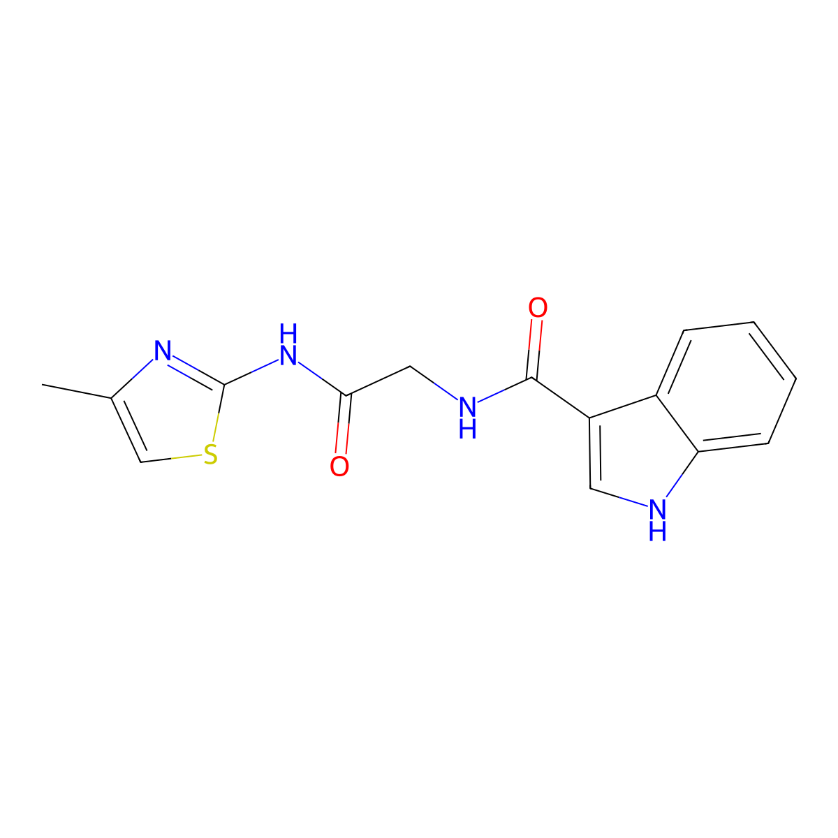 N-(2-((4-methylthiazol-2-yl)amino)-2-oxoethyl)-1H-indole-3-carboxamide molecular structure, CAS 1226442-49-4