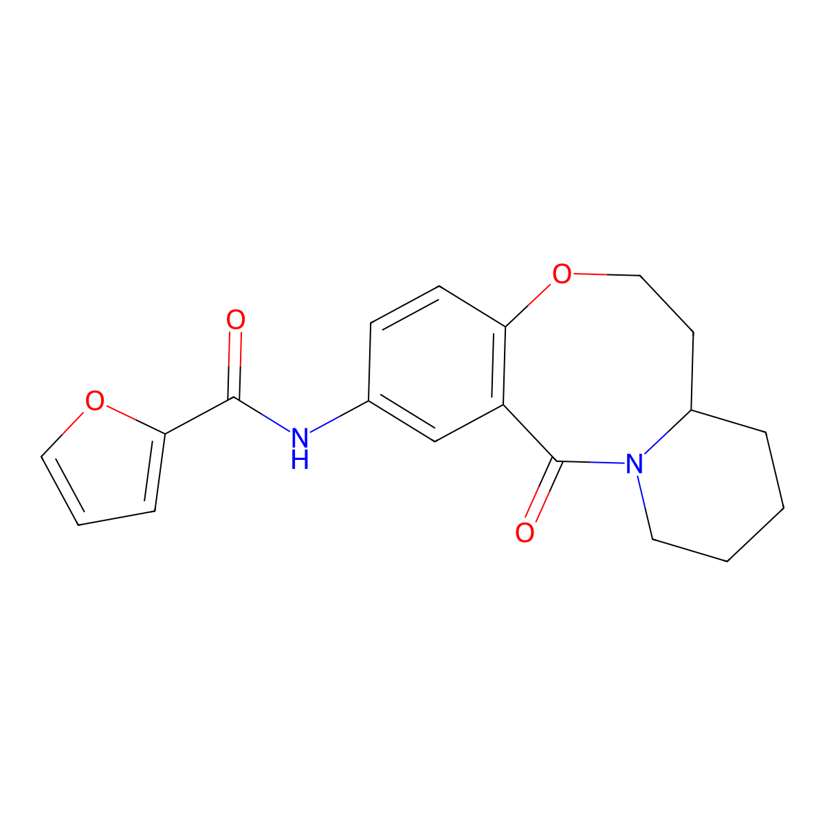 N-{2-oxo-9-oxa-1-azatricyclo[10.4.0.0^{3,8}]hexadeca-3,5,7-trien-5-yl}furan-2-carboxamide molecular structure, CAS 1226442-50-7