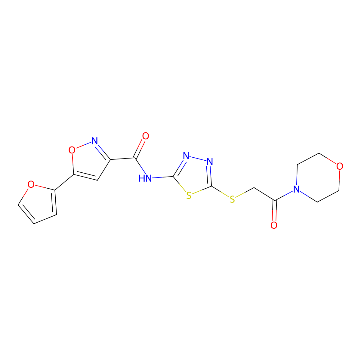 5-(furan-2-yl)-N-(5-((2-morpholino-2-oxoethyl)thio)-1,3,4-thiadiazol-2-yl)isoxazole-3-carboxamide molecular structure, CAS 1226442-52-9