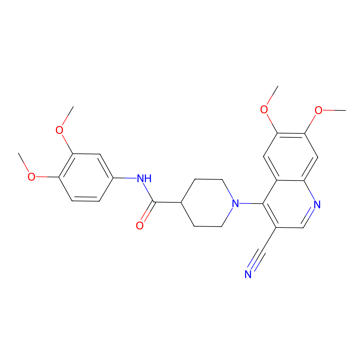 1-(3-cyano-6,7-dimethoxyquinolin-4-yl)-N-(3,4-dimethoxyphenyl)piperidine-4-carboxamide molecular structure, CAS 1226442-53-0