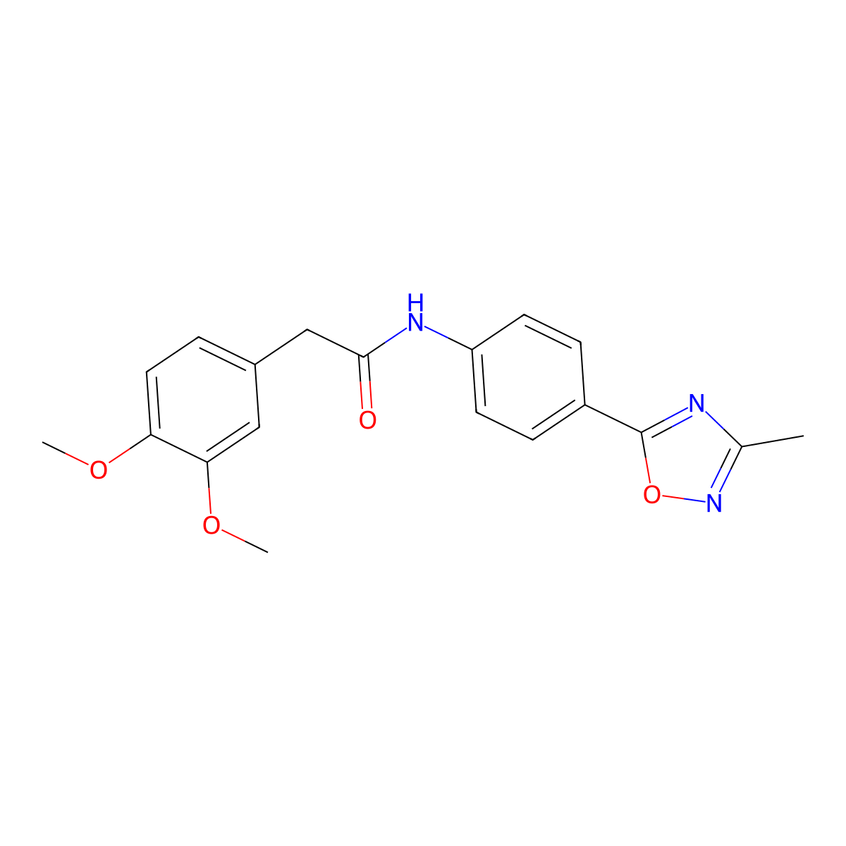 2-(3,4-dimethoxyphenyl)-N-[4-(3-methyl-1,2,4-oxadiazol-5-yl)phenyl]acetamide molecular structure, CAS 1226442-55-2