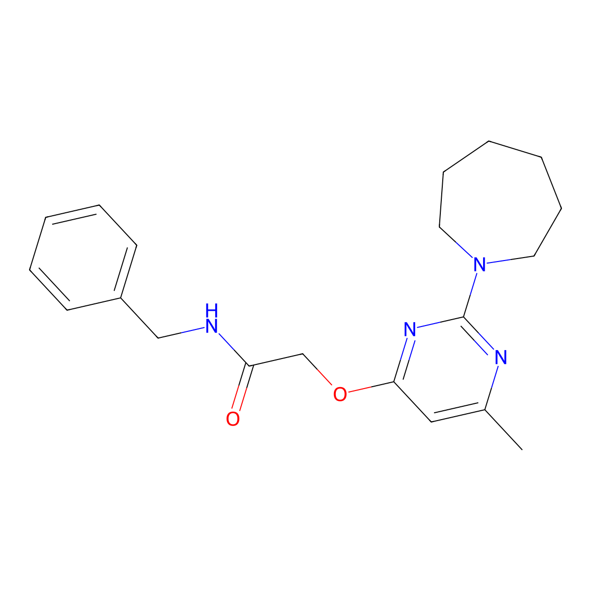 2-{[2-(azepan-1-yl)-6-methylpyrimidin-4-yl]oxy}-N-benzylacetamide molecular structure, CAS 1226442-61-0