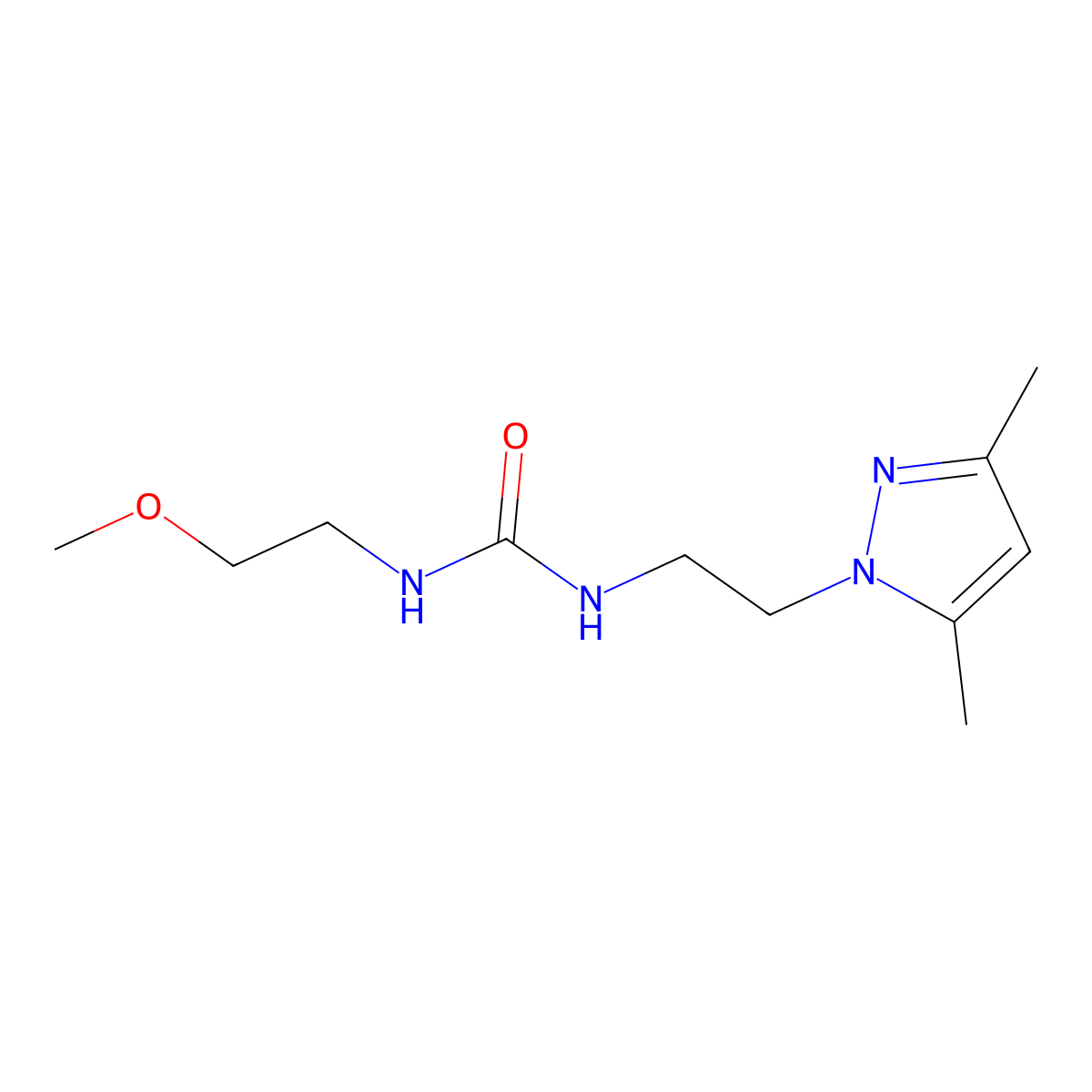 1-[2-(3,5-dimethyl-1H-pyrazol-1-yl)ethyl]-3-(2-methoxyethyl)urea molecular structure, CAS 1226442-63-2