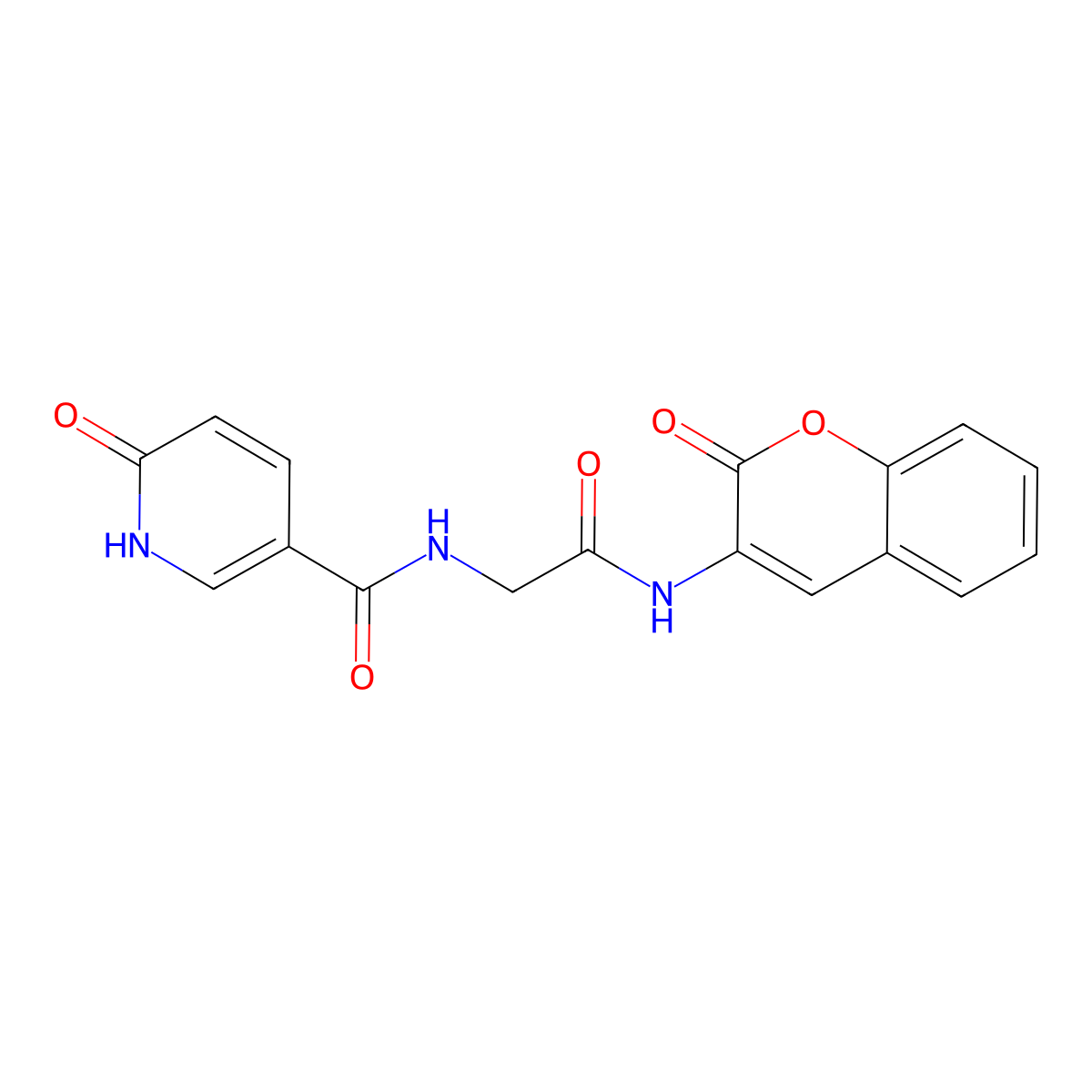 6-oxo-N-(2-oxo-2-((2-oxo-2H-chromen-3-yl)amino)ethyl)-1,6-dihydropyridine-3-carboxamide molecular structure, CAS 1226442-64-3