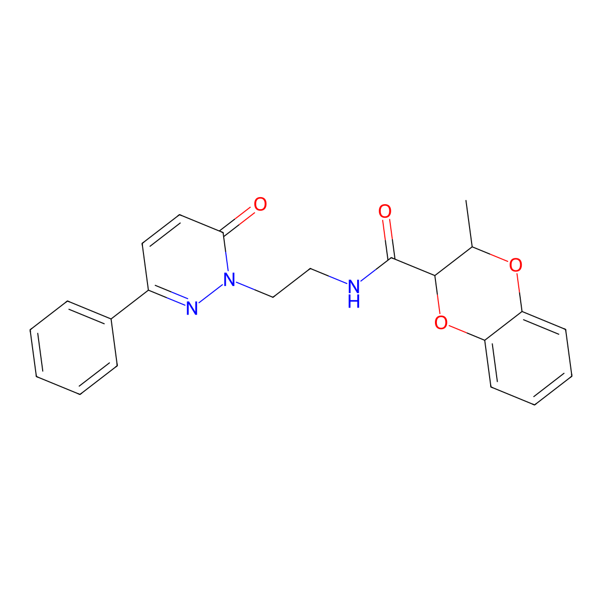 3-methyl-N-(2-(6-oxo-3-phenylpyridazin-1(6H)-yl)ethyl)-2,3-dihydrobenzo[b][1,4]dioxine-2-carboxamide molecular structure, CAS 1226442-68-7