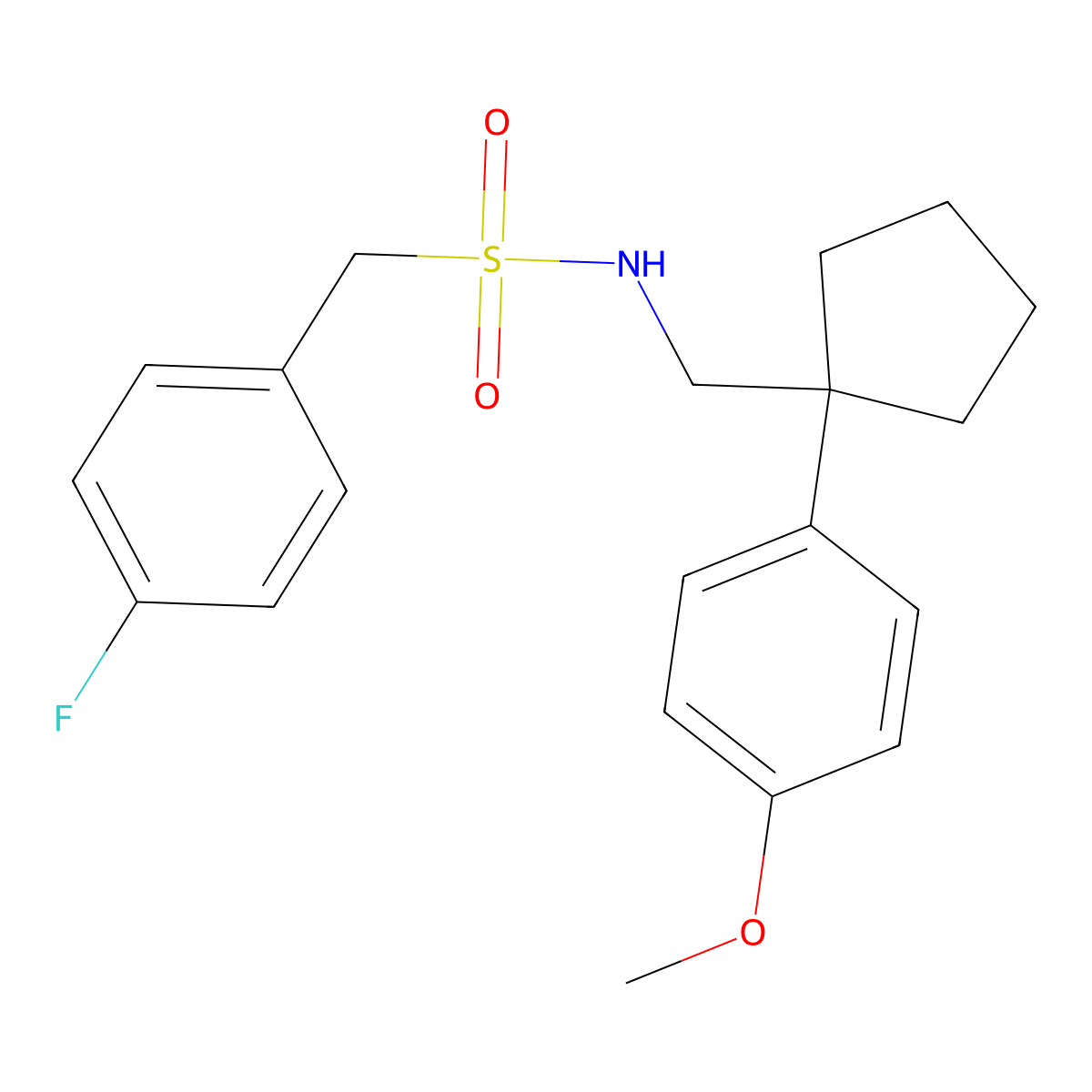 1-(4-fluorophenyl)-N-{[1-(4-methoxyphenyl)cyclopentyl]methyl}methanesulfonamide molecular structure, CAS 1226442-70-1