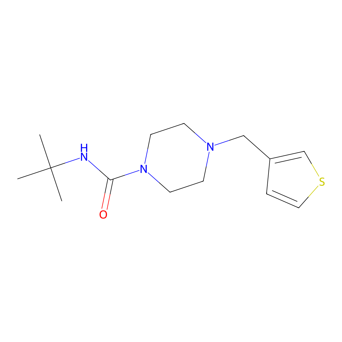 N-tert-butyl-4-[(thiophen-3-yl)methyl]piperazine-1-carboxamide molecular structure, CAS 1226442-94-9