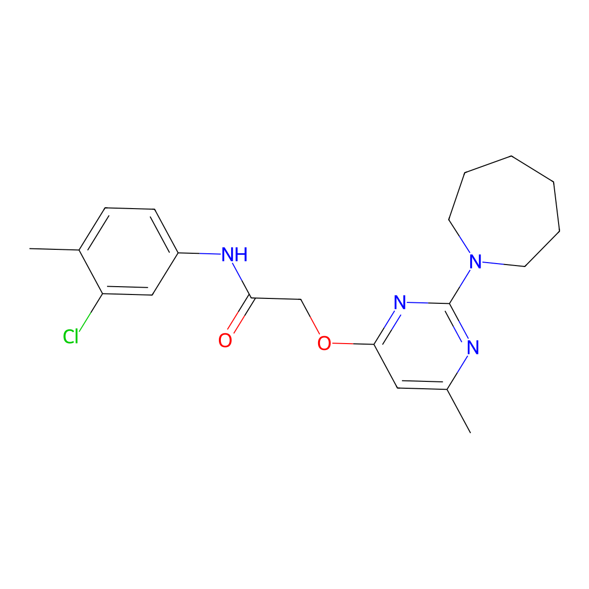 2-{[2-(azepan-1-yl)-6-methylpyrimidin-4-yl]oxy}-N-(3-chloro-4-methylphenyl)acetamide molecular structure, CAS 1226442-95-0