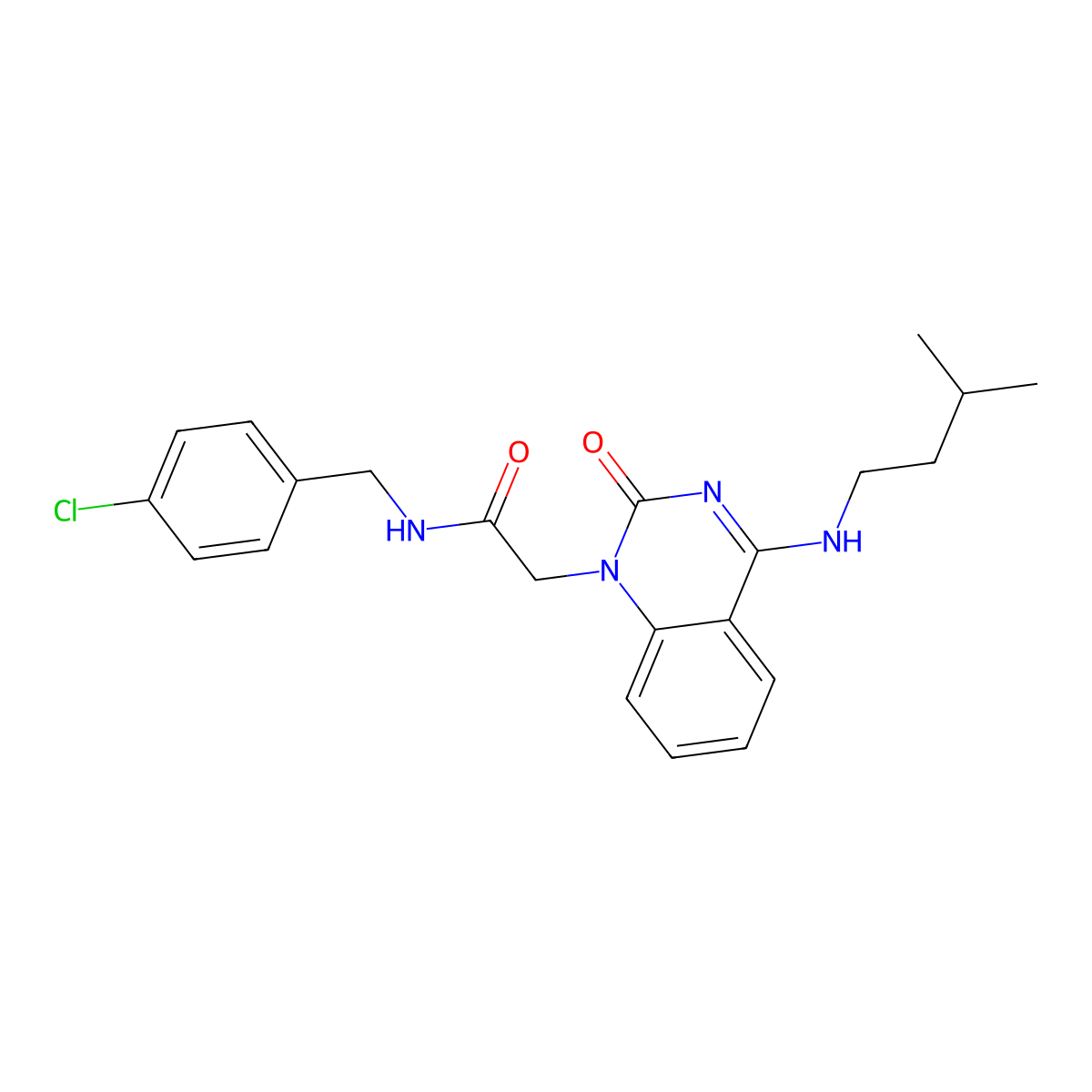 N-[(4-chlorophenyl)methyl]-2-{4-[(3-methylbutyl)amino]-2-oxo-1,2-dihydroquinazolin-1-yl}acetamide molecular structure, CAS 1226442-99-4