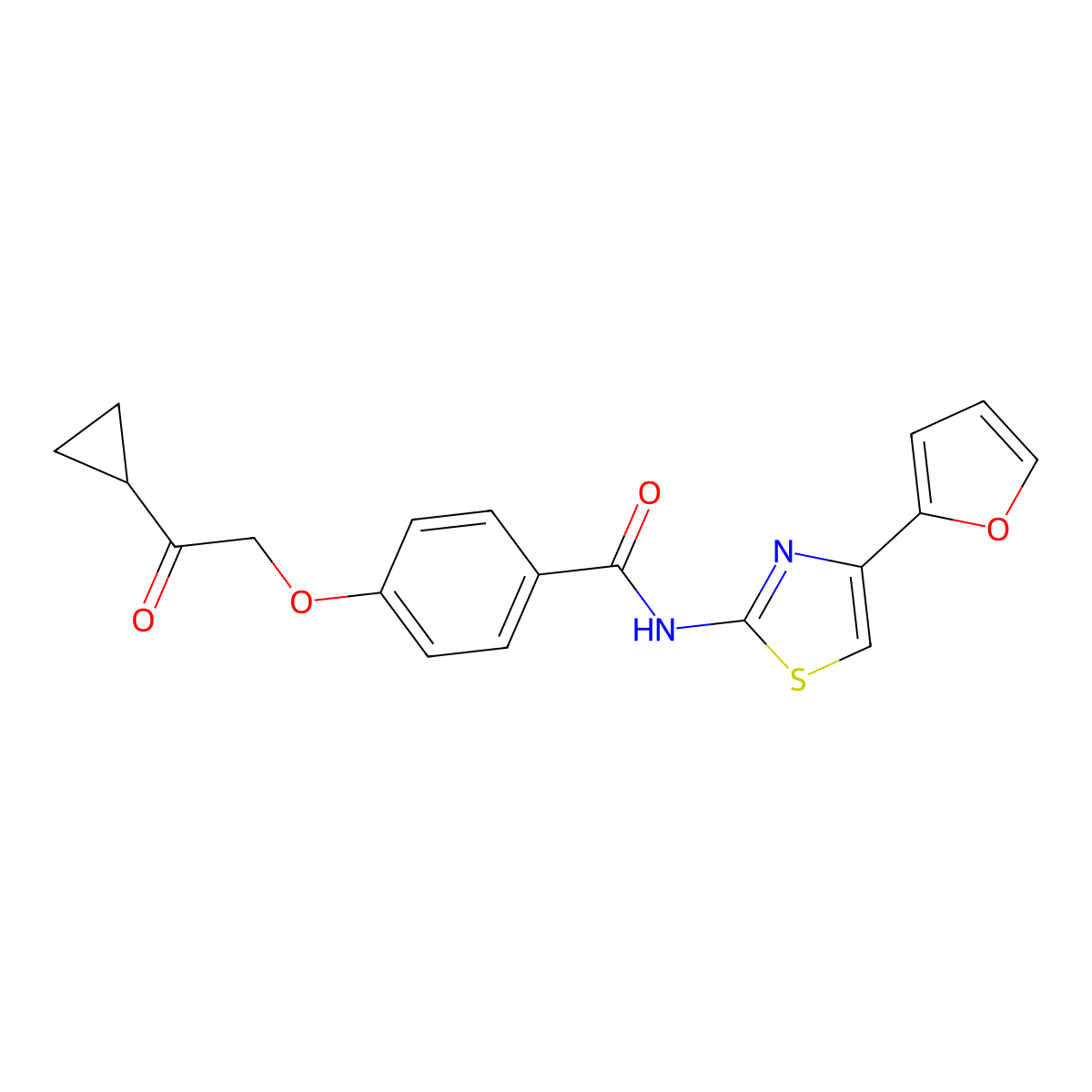 4-(2-cyclopropyl-2-oxoethoxy)-N-(4-(furan-2-yl)thiazol-2-yl)benzamide molecular structure, CAS 1226443-12-4