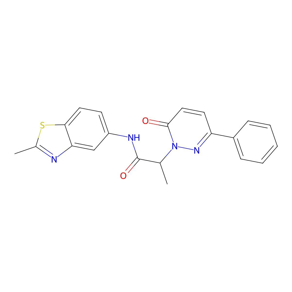 N-(2-methylbenzo[d]thiazol-5-yl)-2-(6-oxo-3-phenylpyridazin-1(6H)-yl)propanamide molecular structure, CAS 1226443-23-7