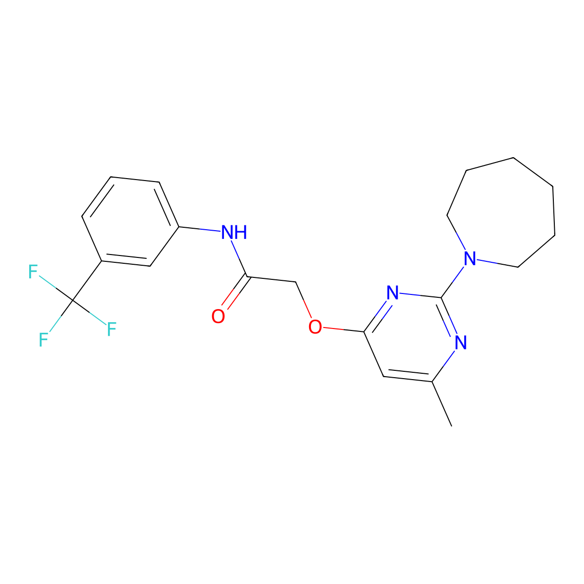 2-{[2-(azepan-1-yl)-6-methylpyrimidin-4-yl]oxy}-N-[3-(trifluoromethyl)phenyl]acetamide molecular structure, CAS 1226443-28-2