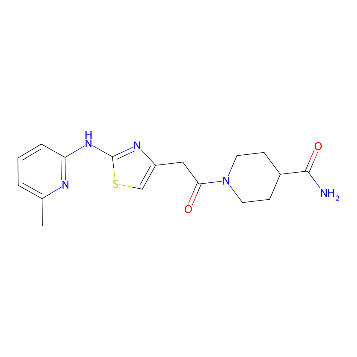 1-(2-(2-((6-Methylpyridin-2-yl)amino)thiazol-4-yl)acetyl)piperidine-4-carboxamide molecular structure, CAS 1226443-30-6