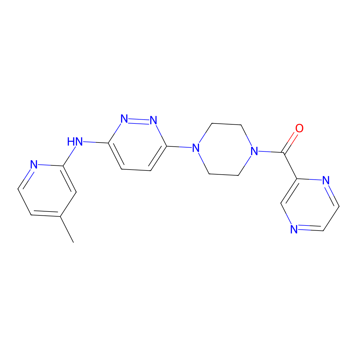 (4-(6-((4-Methylpyridin-2-yl)amino)pyridazin-3-yl)piperazin-1-yl)(pyrazin-2-yl)methanone molecular structure, CAS 1226443-31-7