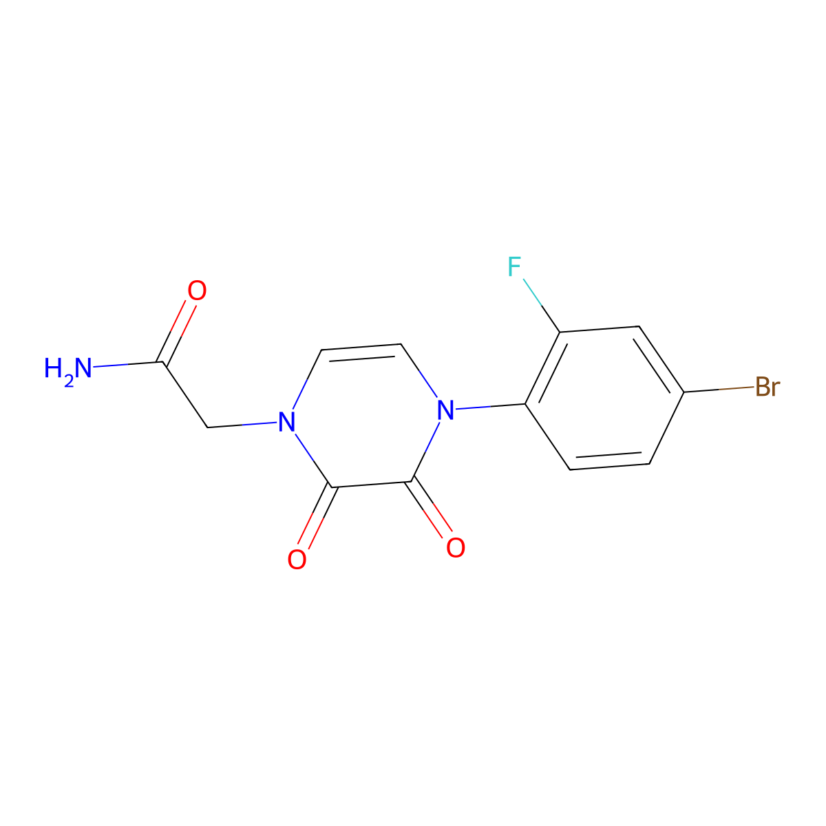 2-(4-(4-bromo-2-fluorophenyl)-2,3-dioxo-3,4-dihydropyrazin-1(2H)-yl)acetamide molecular structure, CAS 1226443-32-8