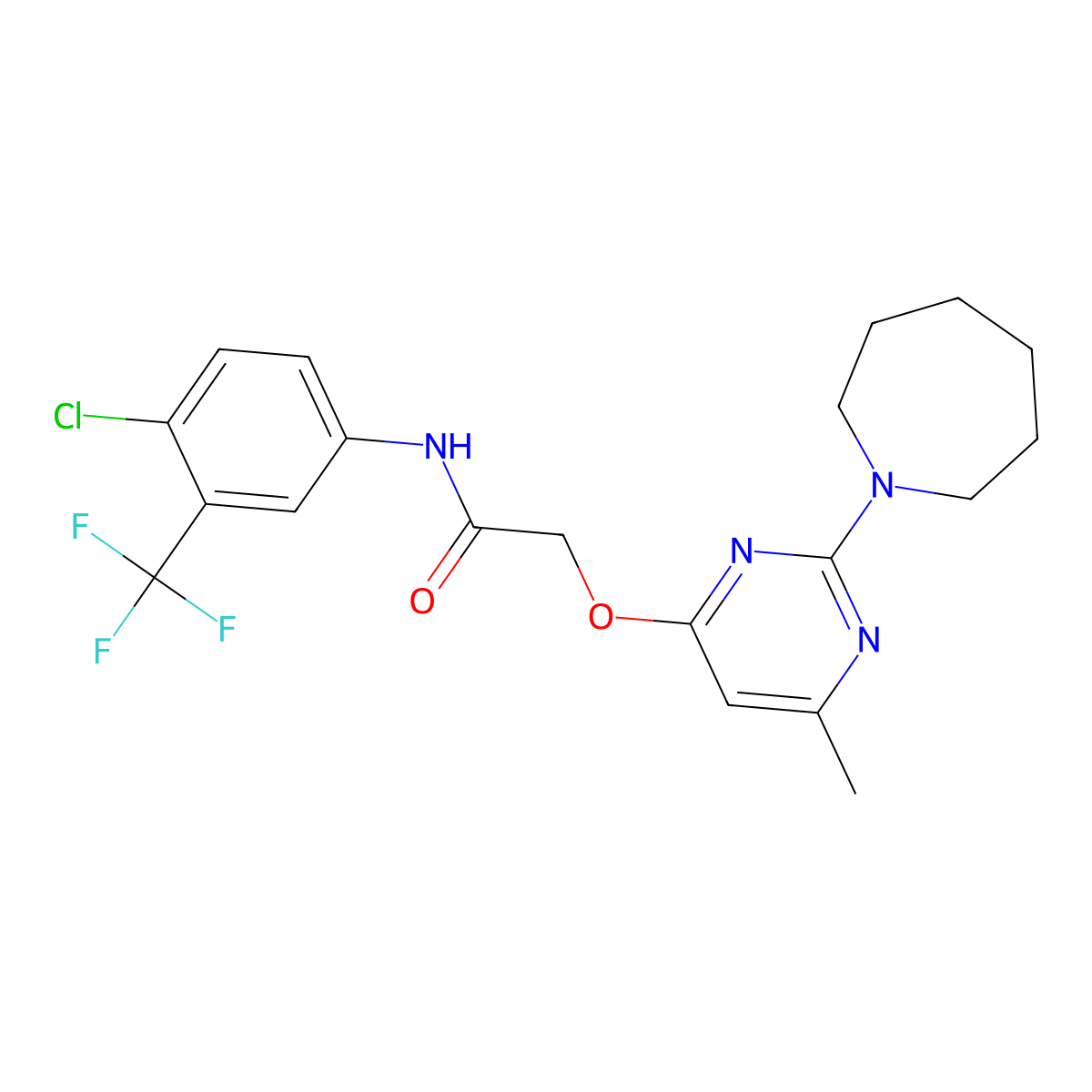 2-{[2-(azepan-1-yl)-6-methylpyrimidin-4-yl]oxy}-N-[4-chloro-3-(trifluoromethyl)phenyl]acetamide molecular structure, CAS 1226443-34-0