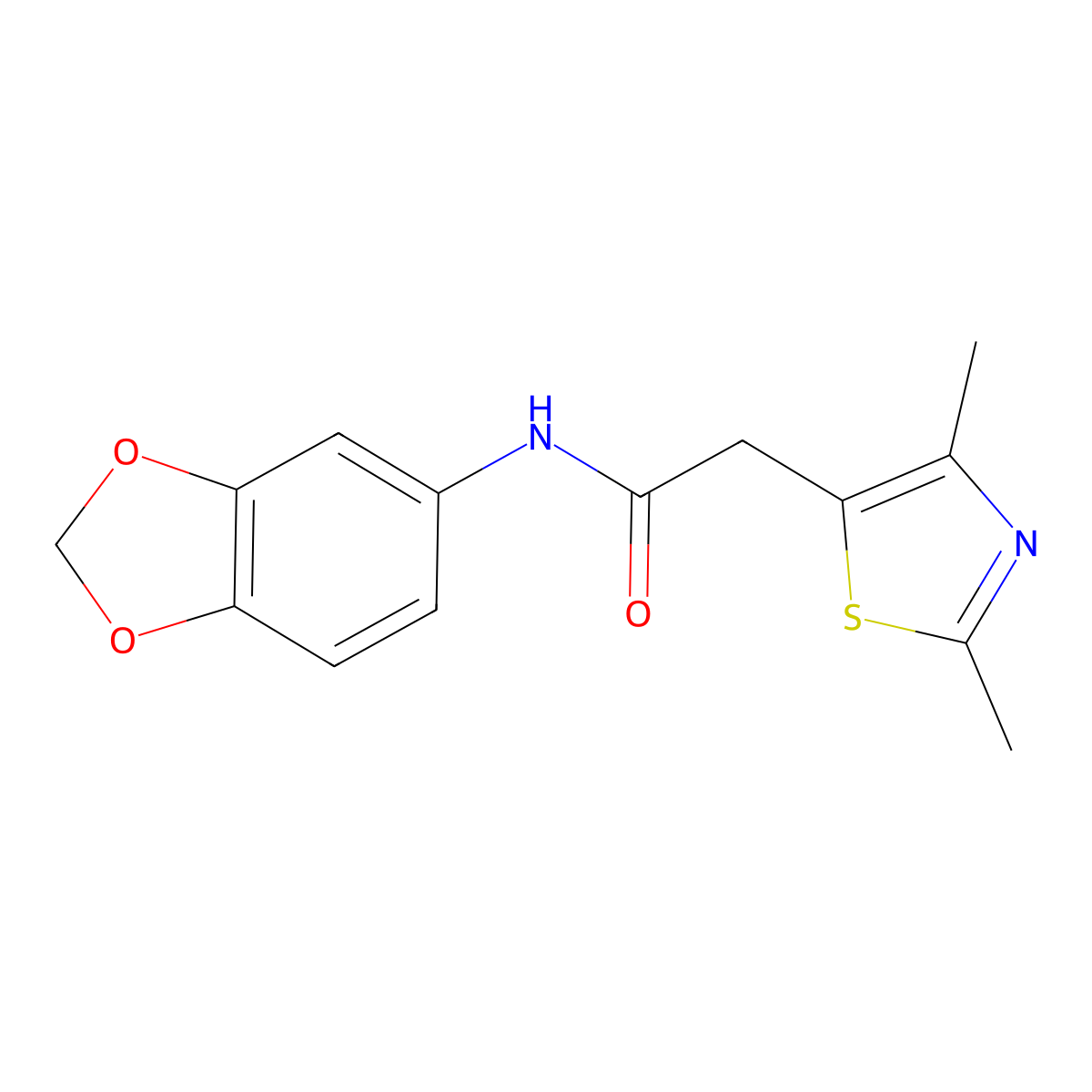 N-(benzo[d][1,3]dioxol-5-yl)-2-(2,4-dimethylthiazol-5-yl)acetamide molecular structure, CAS 1226443-39-5