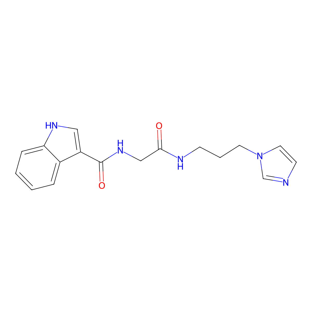 N-(2-((3-(1H-imidazol-1-yl)propyl)amino)-2-oxoethyl)-1H-indole-3-carboxamide molecular structure, CAS 1226443-40-8