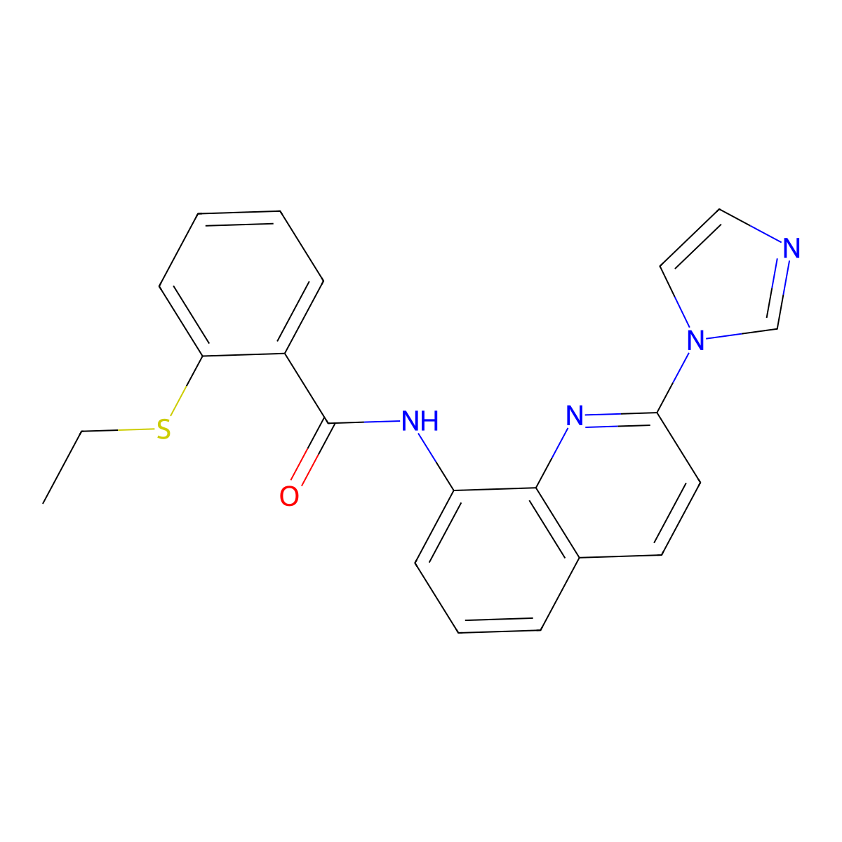 N-(2-(1H-imidazol-1-yl)quinolin-8-yl)-2-(ethylthio)benzamide molecular structure, CAS 1226443-44-2