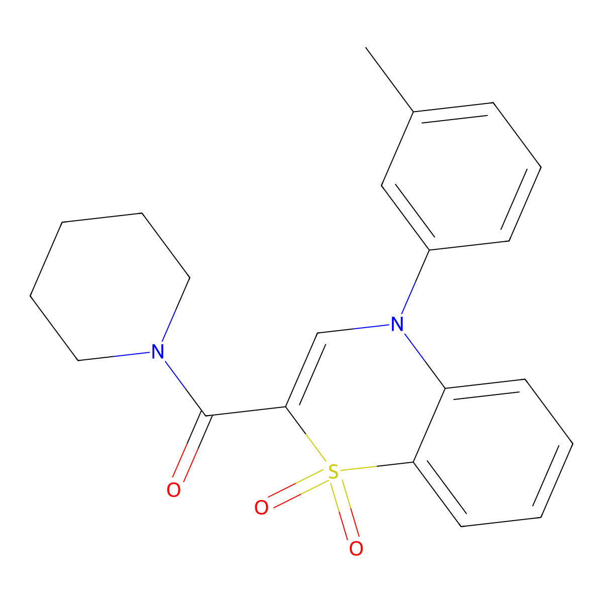 4-(3-methylphenyl)-2-(piperidin-1-ylcarbonyl)-4H-1,4-benzothiazine 1,1-dioxide molecular structure, CAS 1226443-50-0